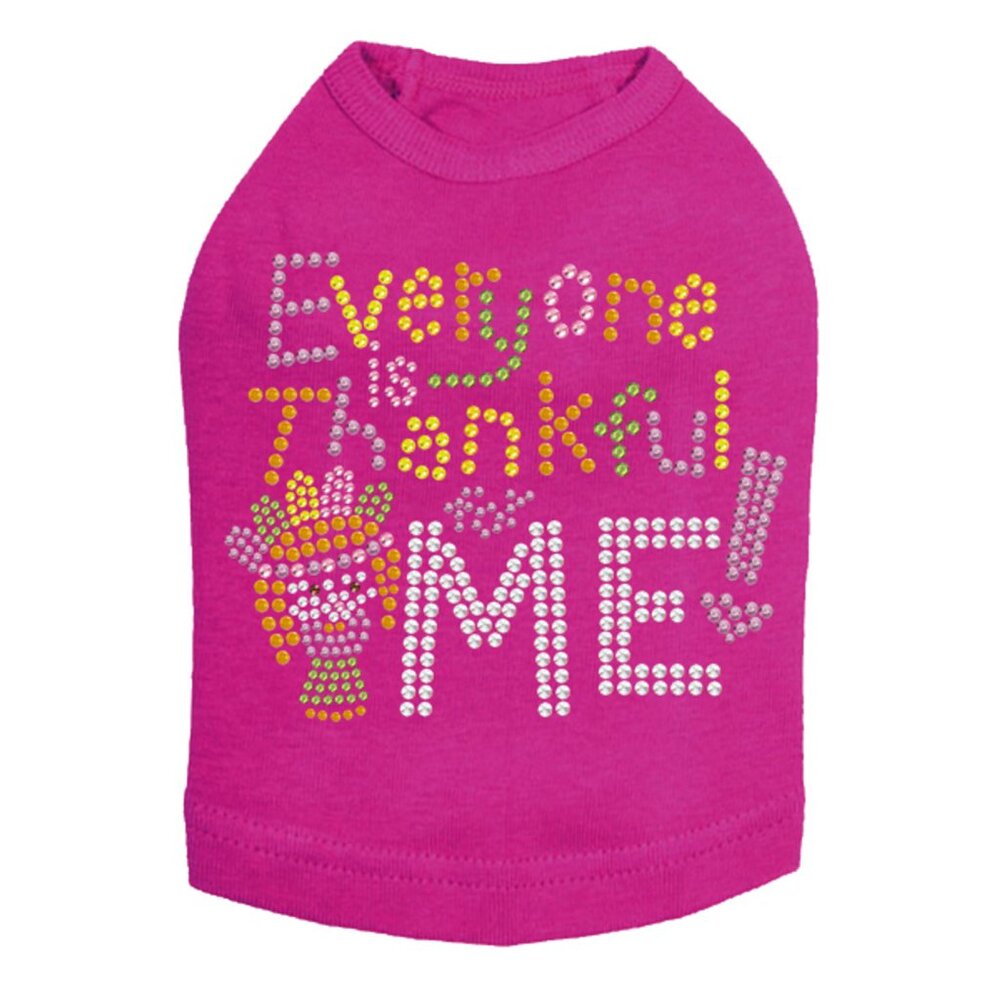 Everyone Is Thankful For Me Rhinestone Dog Tank - SIZE XL HOT PINK
